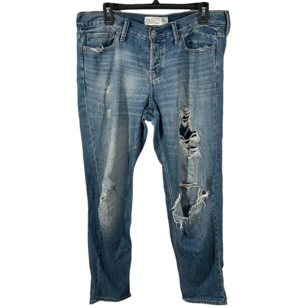 Abercrombie & Fitch Ripped Blue Straight Leg Jeans